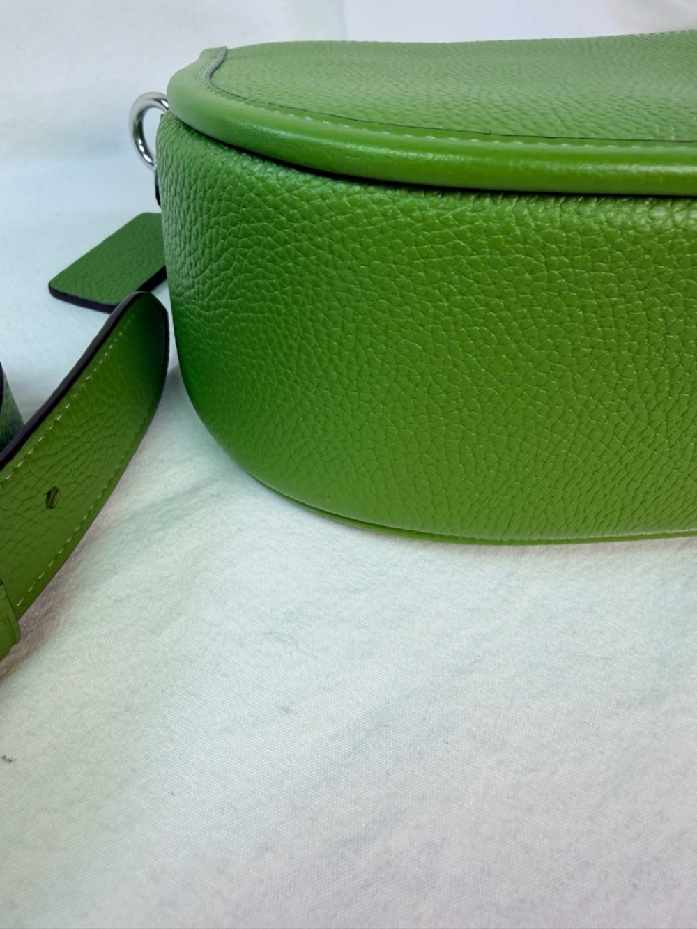 Coach Willow Saddle Bag Dark Lime Green Pebbled Leather Turnlock Crossbody - Picture 8 of 14